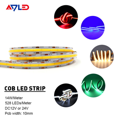 12V 24V Dotless COB LED Strip Light Flexible Chip On Board Dimmable 10mm