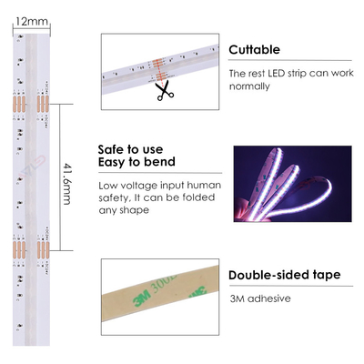 IP20 Cob Led Flexible Strip Bendable Dotless Rgb Cct Led Strip Light
