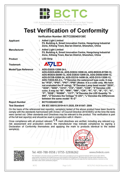 China Adled Light Limited certification