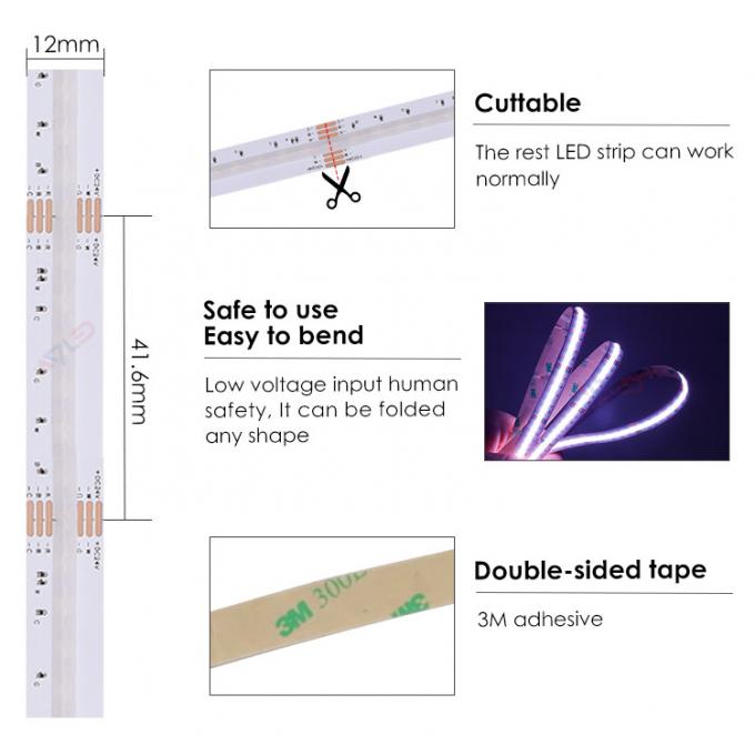 3M Adhesive Low Density Colour Changing LED RGB CCT 24V COB LED Strip
